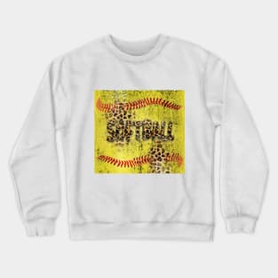 Softball sport leopard love Crewneck Sweatshirt